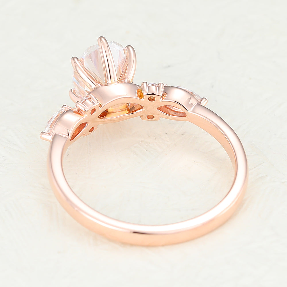 Jordyn-1.33 Carats Oval Moissanite cluster Engagement Ring