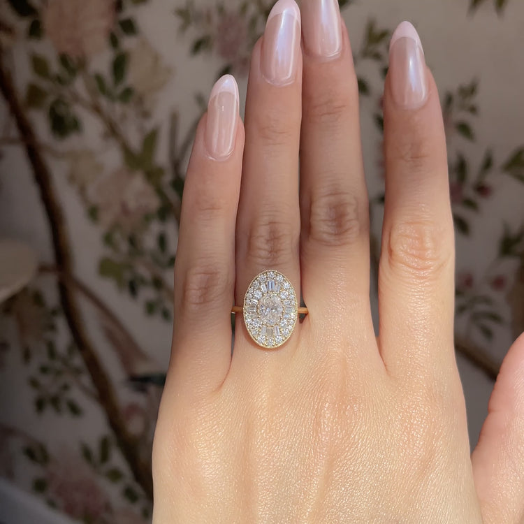 0.70 CT Oval cut CVD Diamond Ballerina Setting Engagement Ring