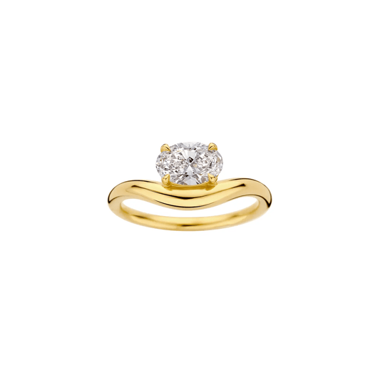 0.80 CT Oval Cut wavy Style Diamond Engagement Ring