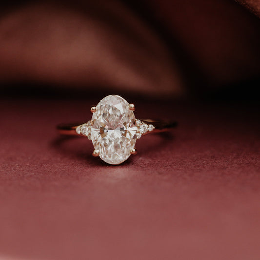 2.5 CT Carats Oval Cut Moissanite diamond cluster Style Engagement Ring