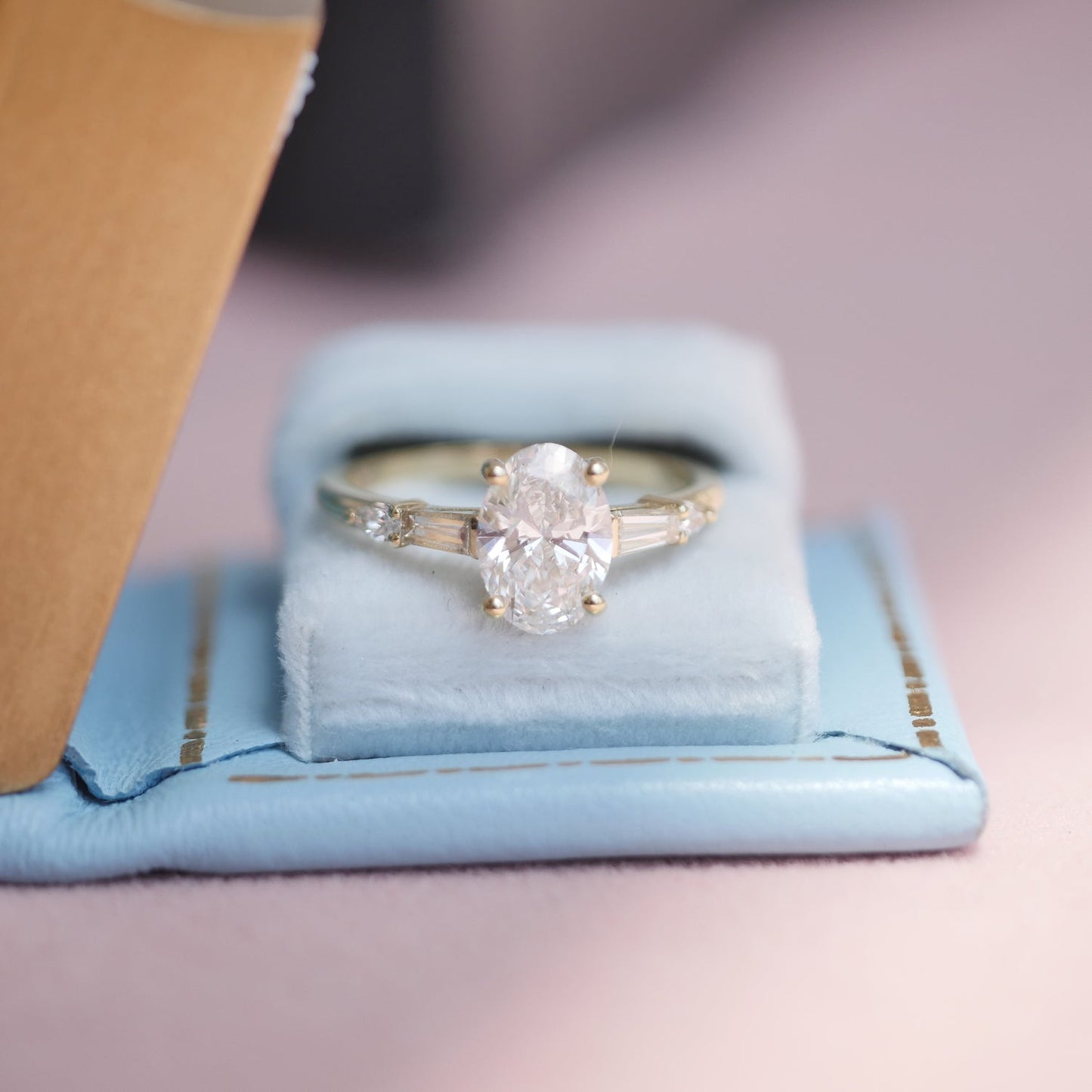 1.0 CT Oval Shape CVD Diamond Pave Setting Engagement Ring