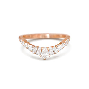 0.47 TCW Marquise, Round, Pear, and Baguette Lab Grown Curved setting Wedding Band