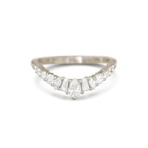 0.47 TCW Marquise, Round, Pear, and Baguette Lab Grown Curved setting Wedding Band