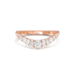 0.53 TCW Round, Baguette, and Marquise Lab Grown Curved setting Wedding Band
