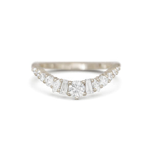 0.53 TCW Round, Baguette, and Marquise Lab Grown Curved setting Wedding Band