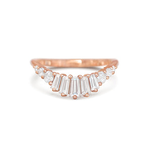 0.73 TCW Baguette & Round Lab Grown Curved setting Wedding Band