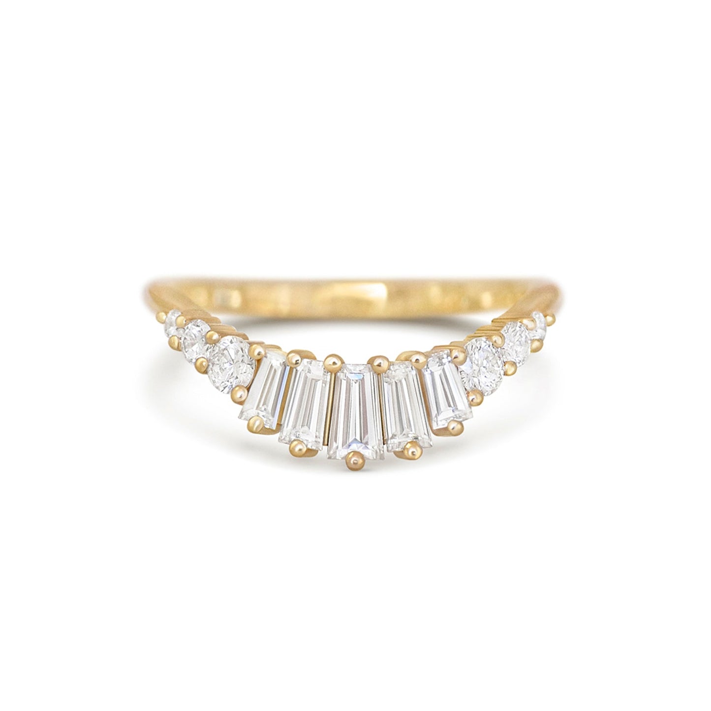 0.73 TCW Baguette & Round Lab Grown Curved setting Wedding Band