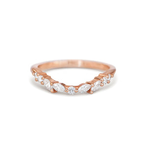 0.18 TCW Round & Marquise  Lab Grown Curved setting Wedding Band