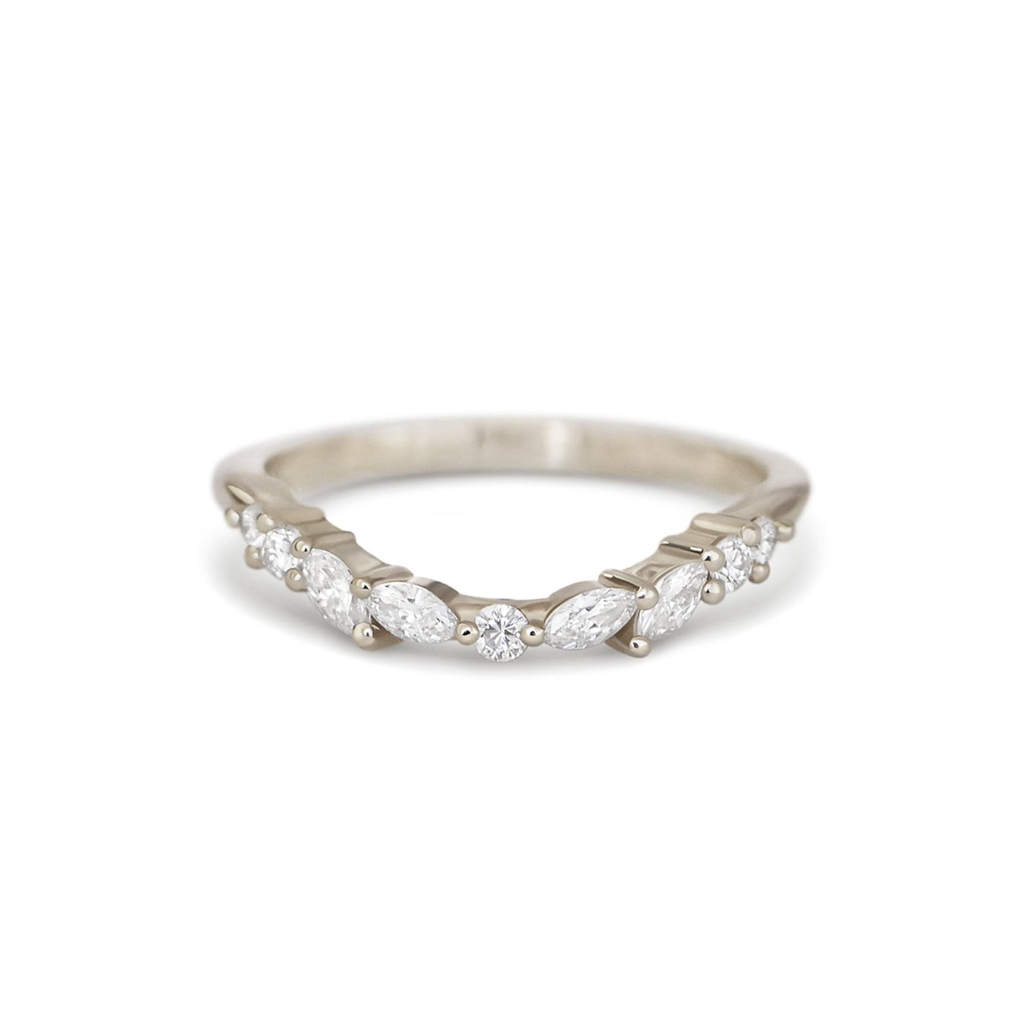 0.18 TCW Round & Marquise  Lab Grown Curved setting Wedding Band