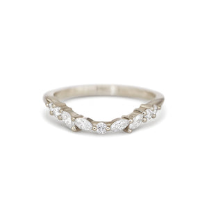 0.18 TCW Round & Marquise  Lab Grown Curved setting Wedding Band