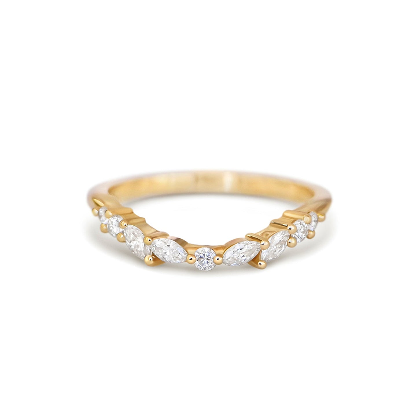 0.18 TCW Round & Marquise  Lab Grown Curved setting Wedding Band