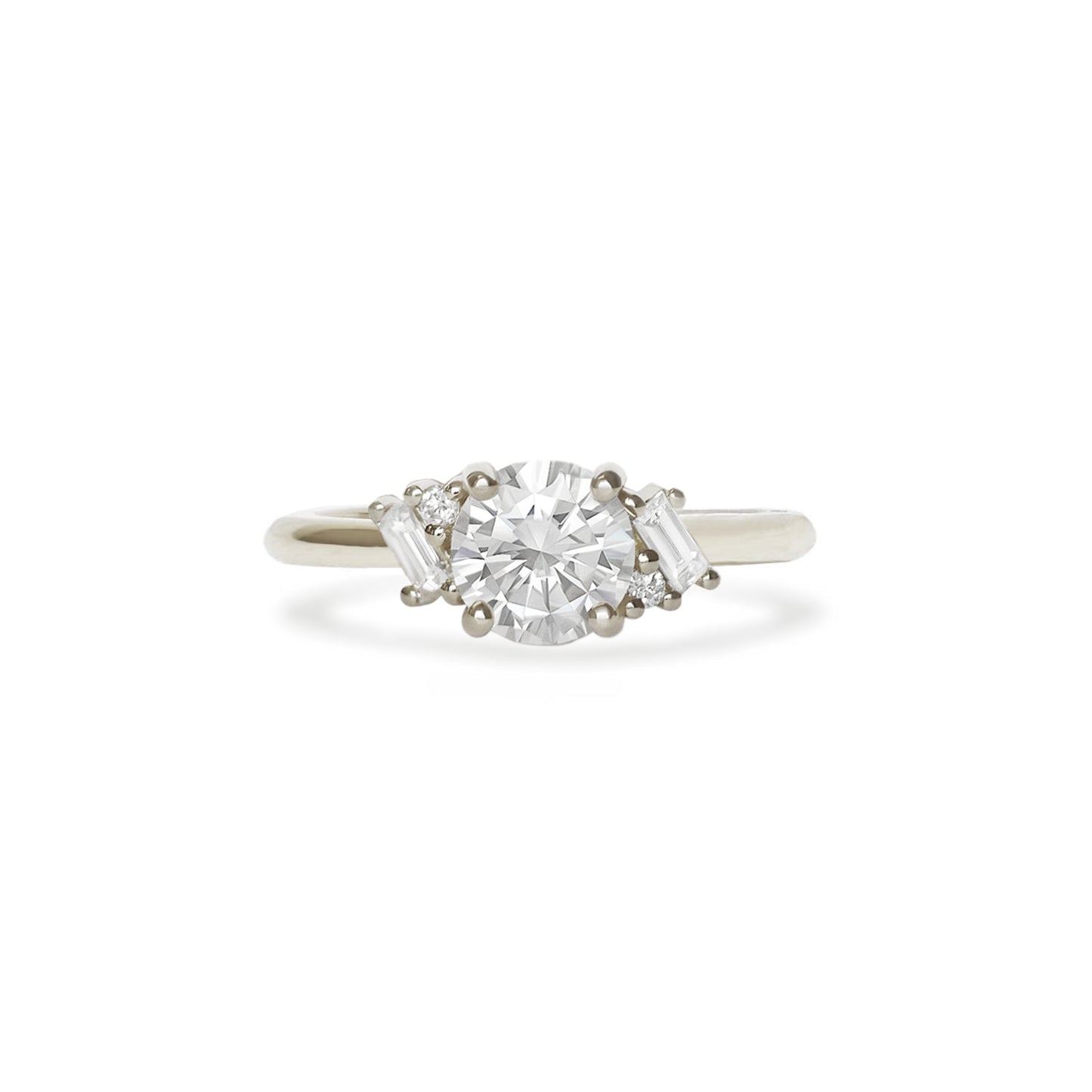 1.0 CT Round Shape CVD Diamond Cluster Setting Engagement Ring