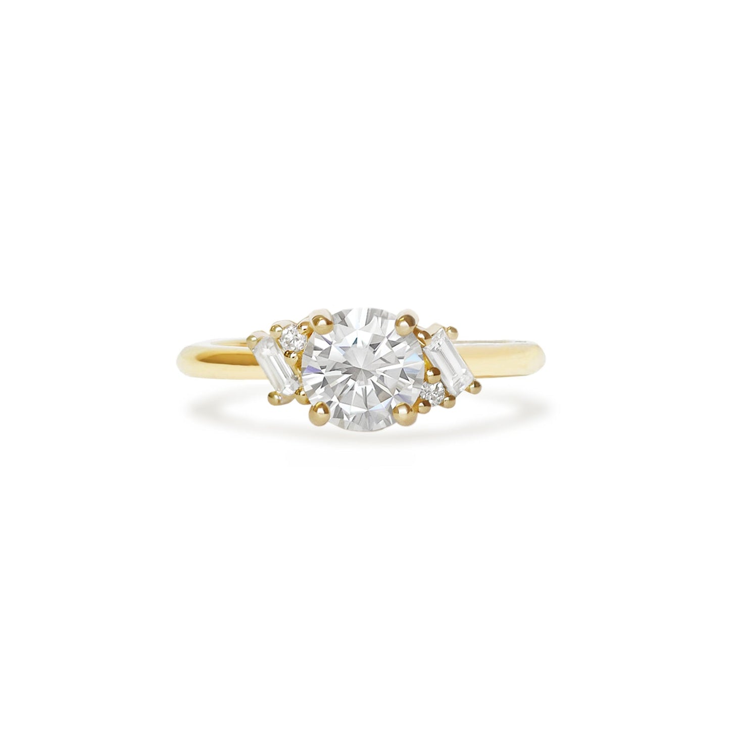 1.0 CT Round Shape CVD Diamond Cluster Setting Engagement Ring