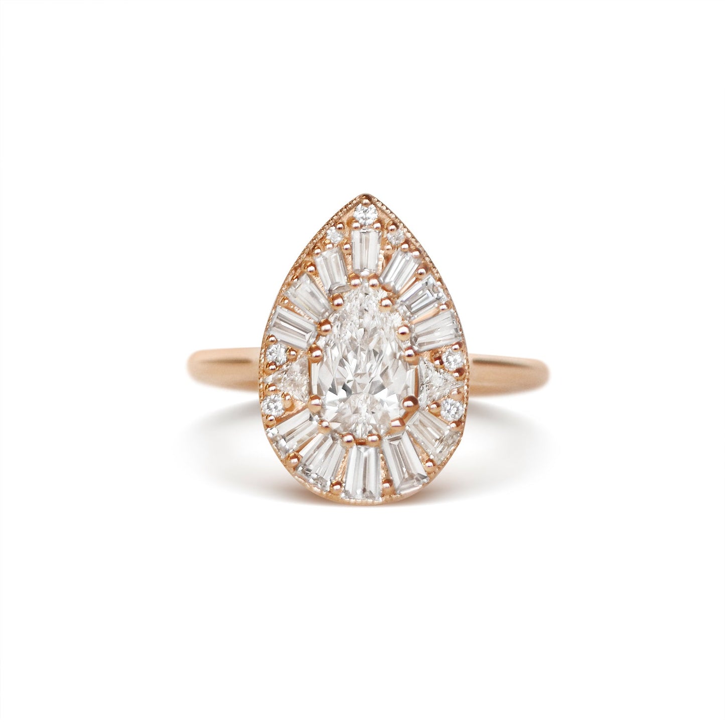 0.75 CT Pear Shape CVD Diamond Halo Setting Engagement Ring