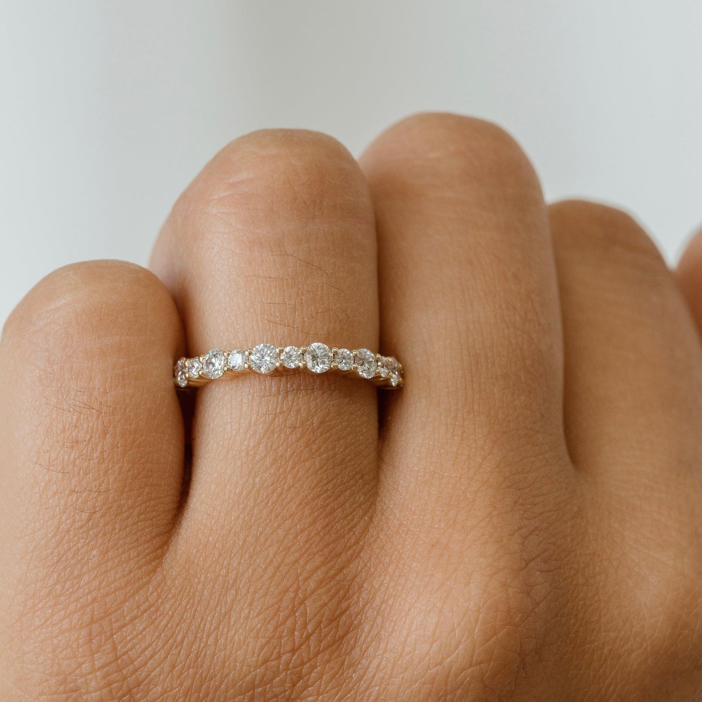Madelyn-0.35 TCW Round Moissanite Half Eternity Wedding Band