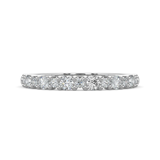 Ruby-0.25 TCW Round Moissanite Half Eternity Wedding Band