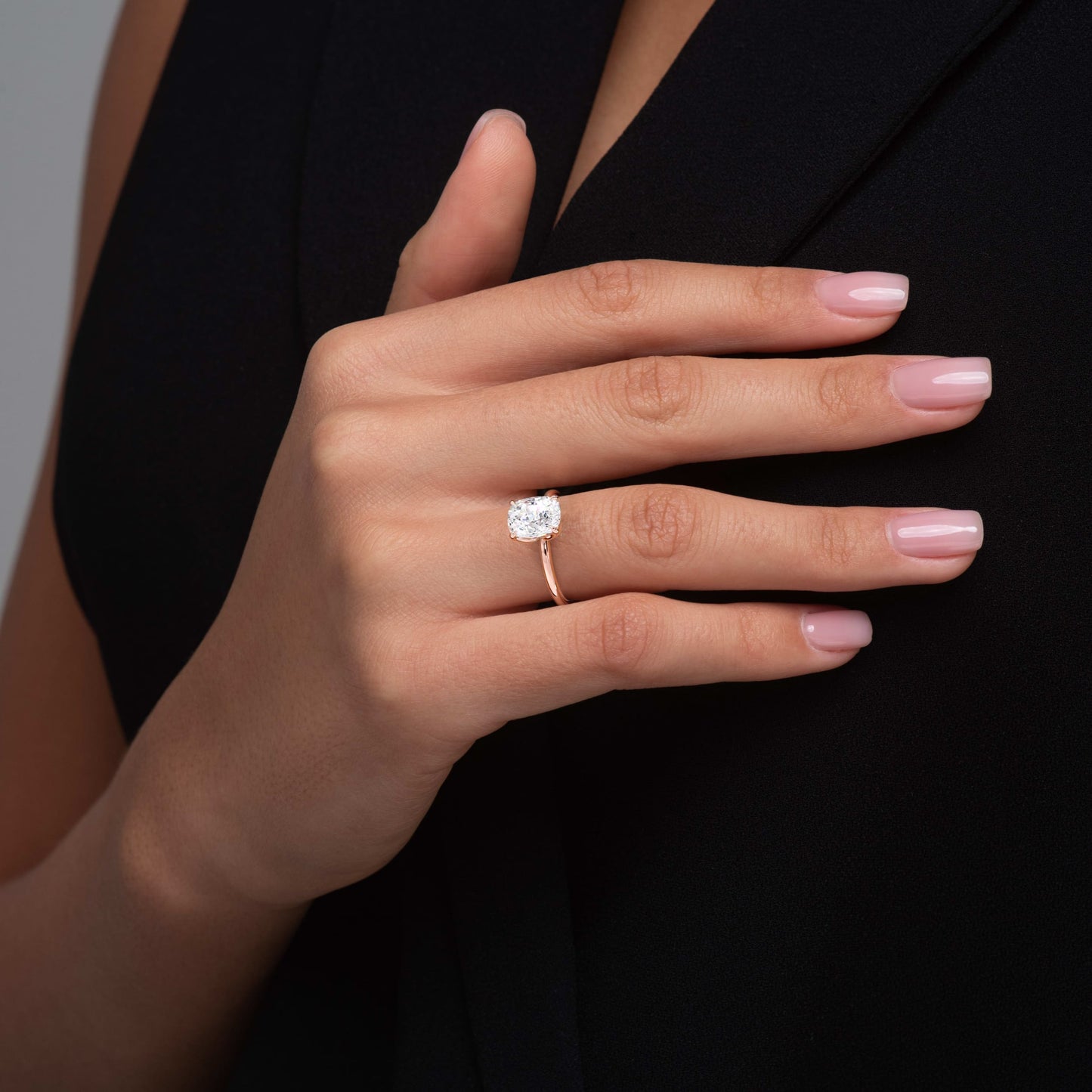 Clara-1.30 Carats Cushion Moissanite Solitaire Engagement Ring