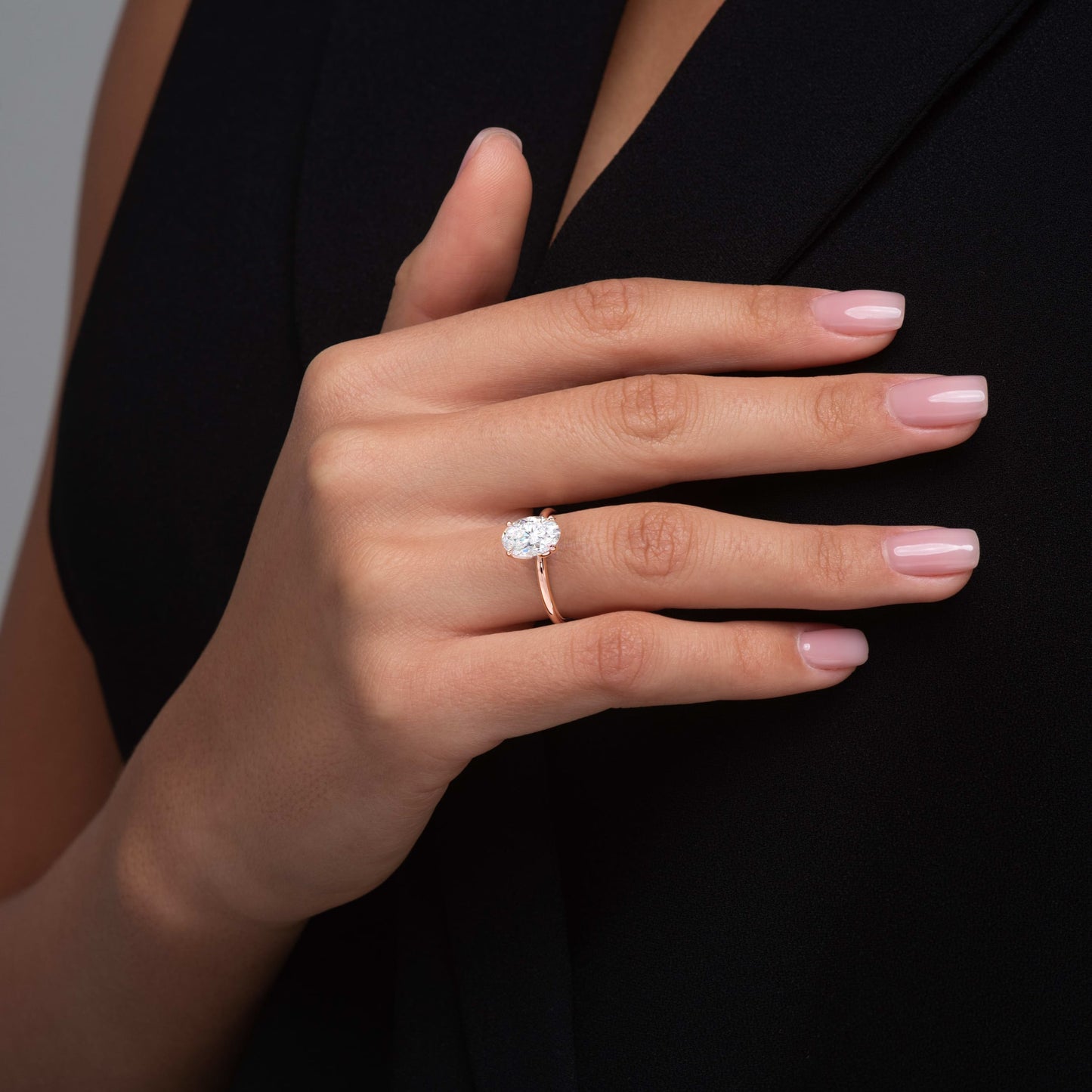 Anna-1.0 Carats Oval Moissanite Solitaire Engagement Ring