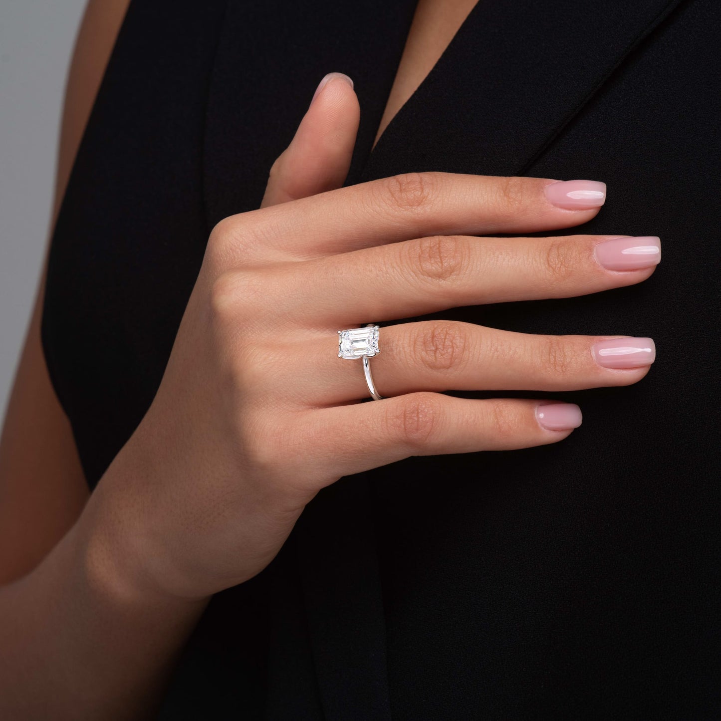 Charlotte-1.20 Carats Emerald Moissanite Solitaire Engagement Ring