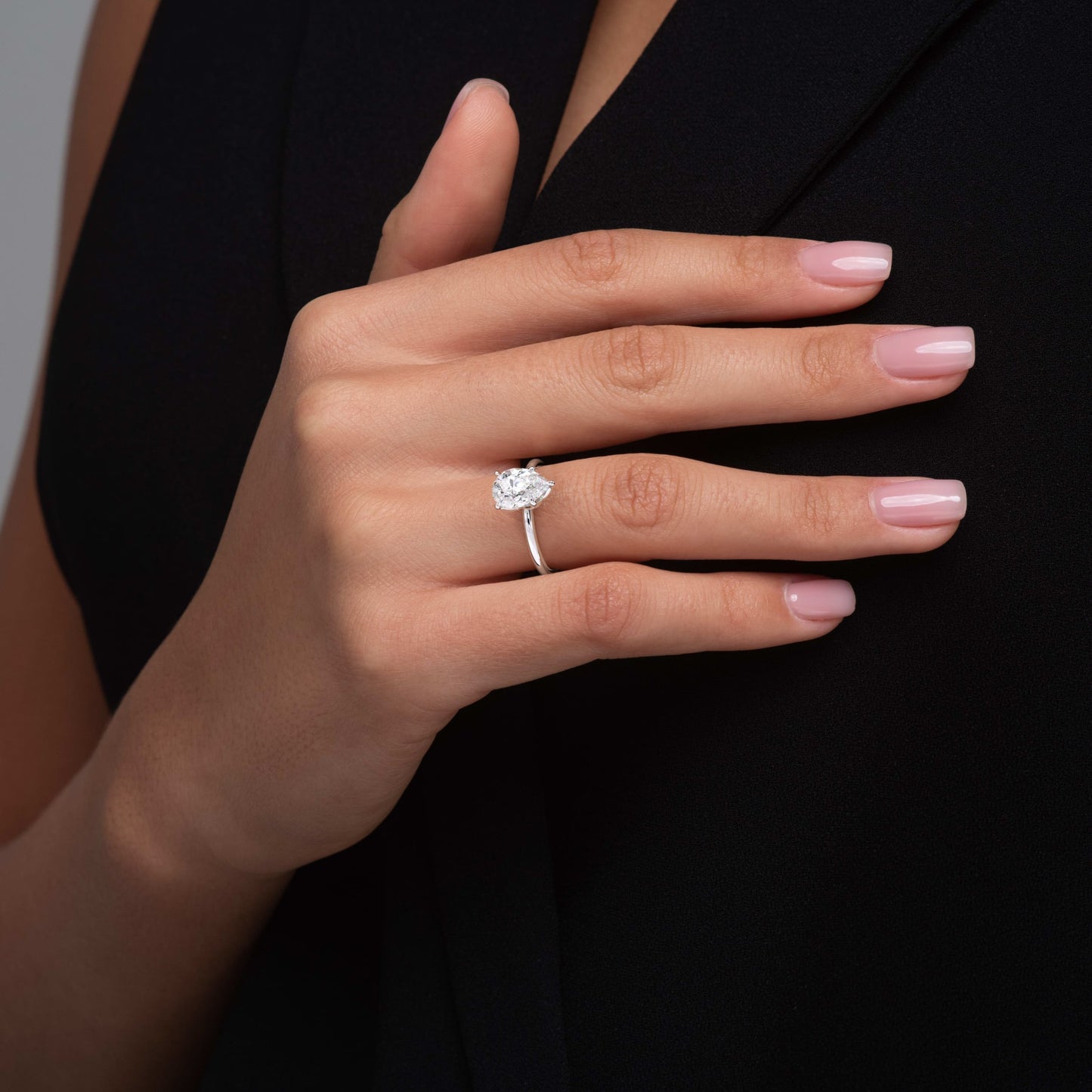 Faith-1.50 Carats Pear Moissanite Solitaire Engagement Ring