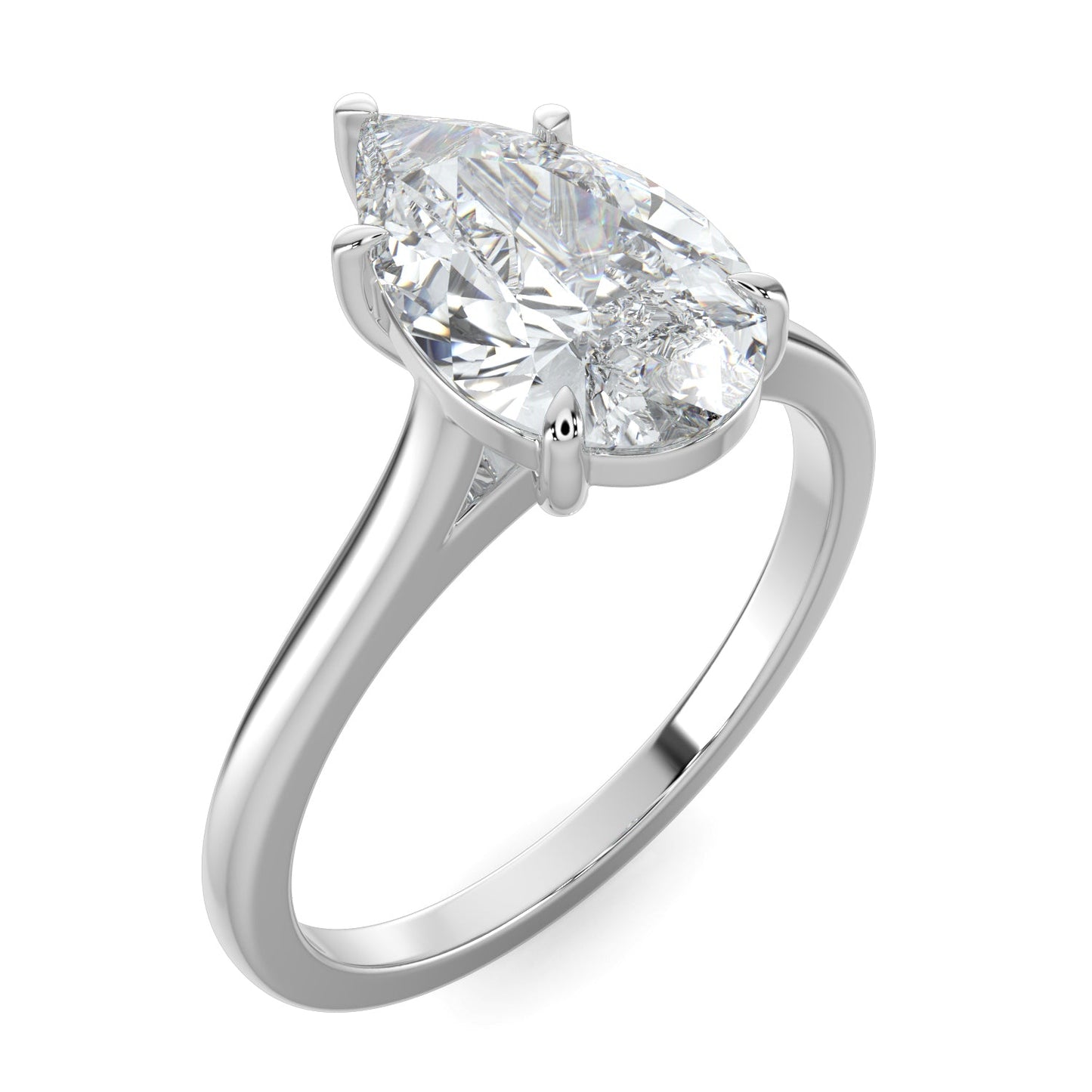 Vanessa-1.0 Carats Pear Moissanite Solitaire Engagement Ring