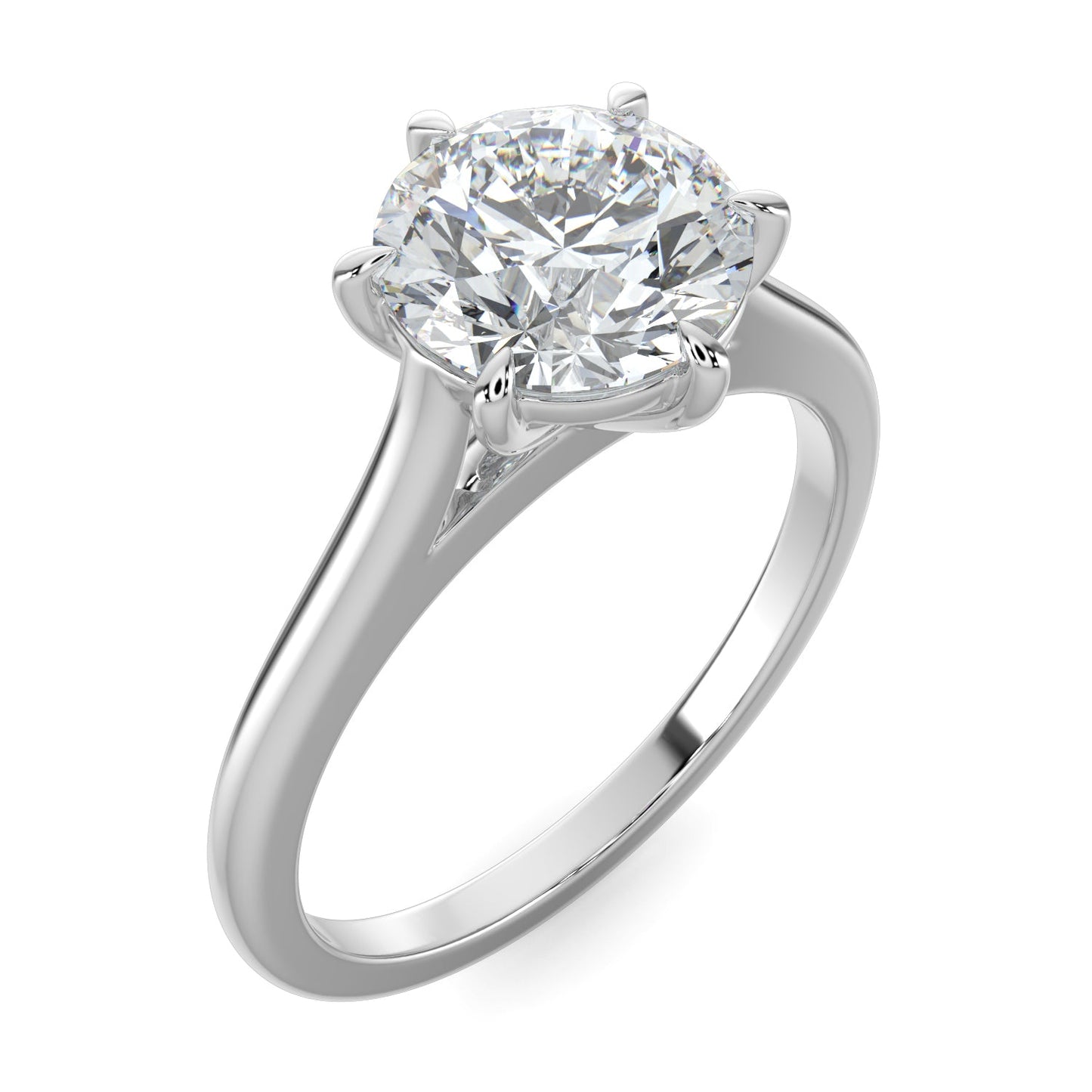 Mia-1.0 Carats Round Moissanite Solitaire Engagement Ring