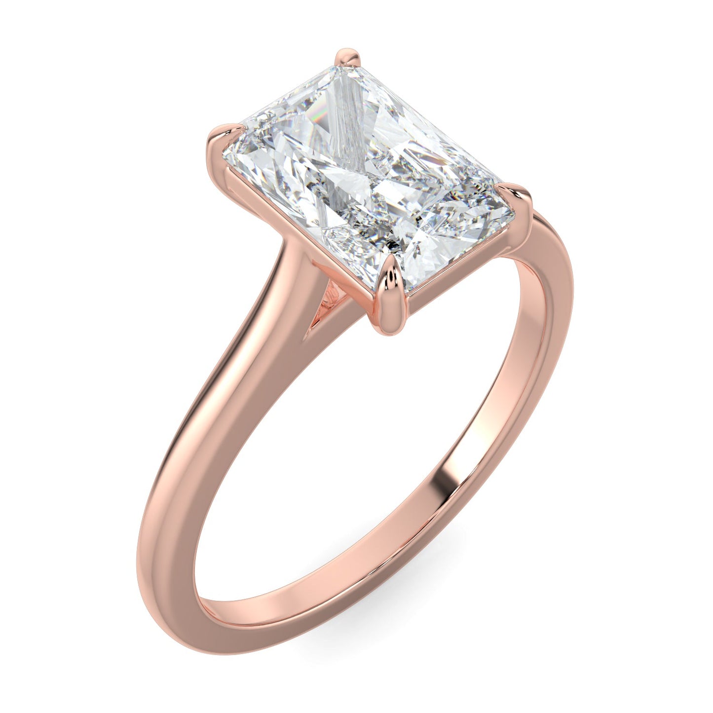 Naomi-1.0 Carats Radiant Moissanite Solitaire Engagement Ring