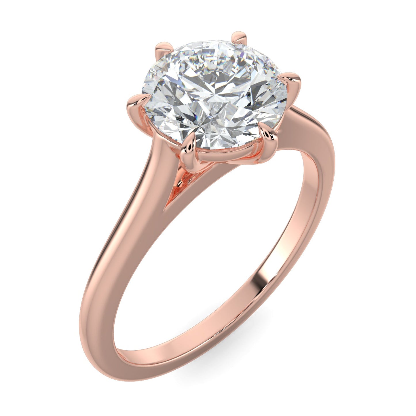Mia-1.0 Carats Round Moissanite Solitaire Engagement Ring