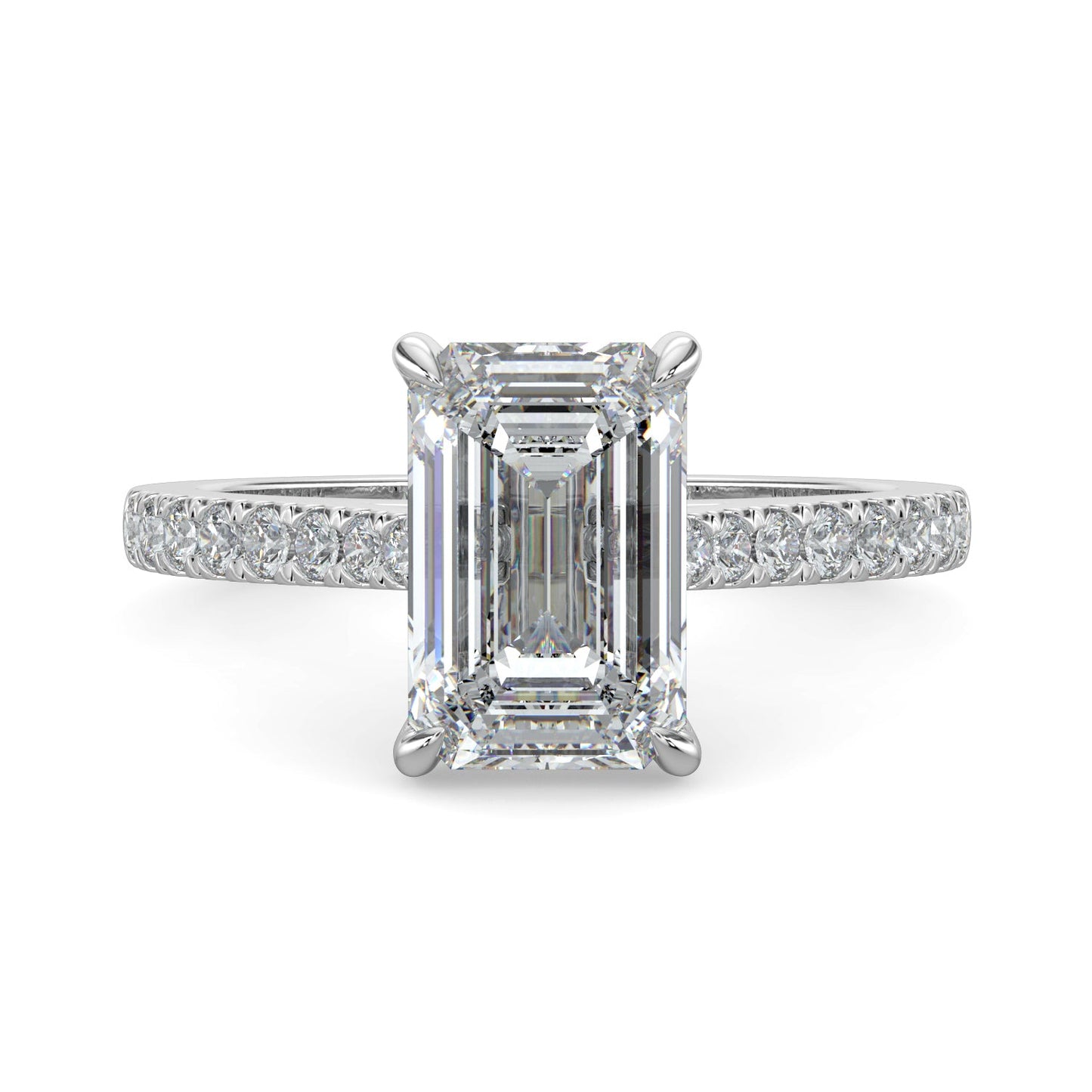 Kennedy-1.30 Carats Emerald Moissanite Pave Setting Engagement Ring