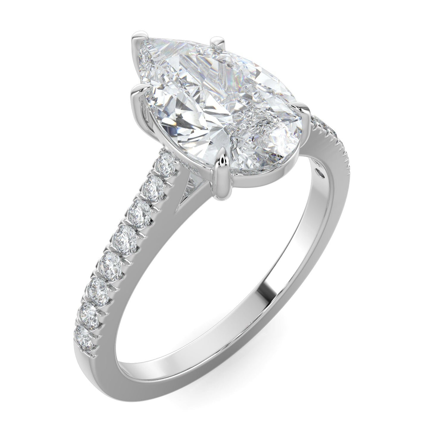 Savannah-1.20 Carats Pear Moissanite Pave Setting Engagement Ring