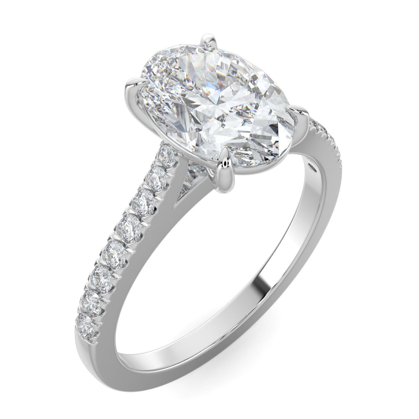 Kaylee-1.70 Carats Oval Moissanite Pave Setting Engagement Ring