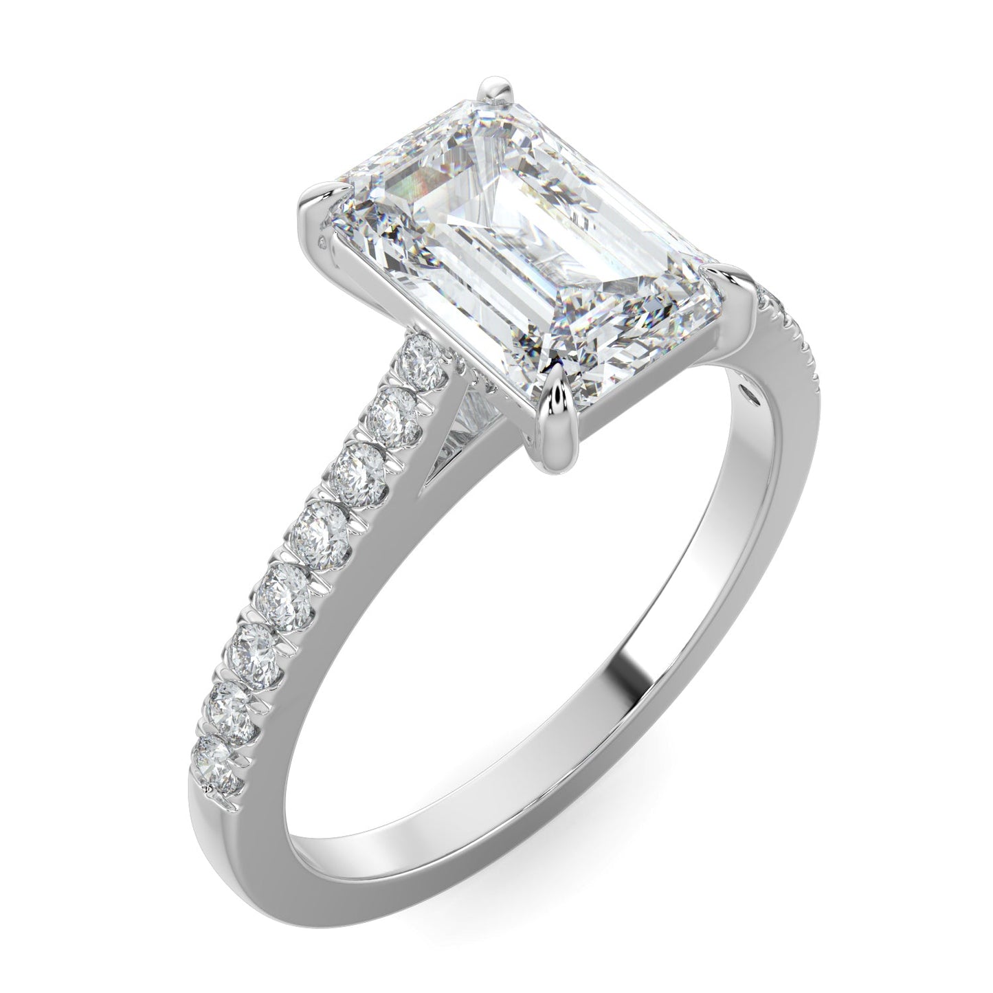 Kennedy-1.30 Carats Emerald Moissanite Pave Setting Engagement Ring