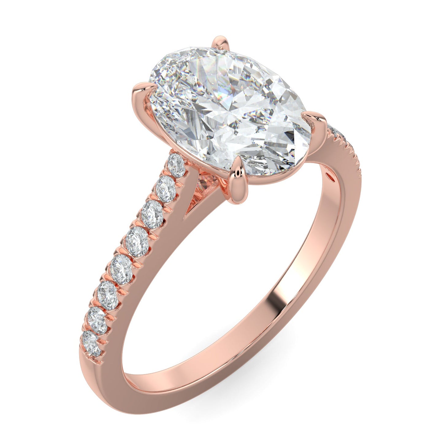 Kaylee-1.70 Carats Oval Moissanite Pave Setting Engagement Ring