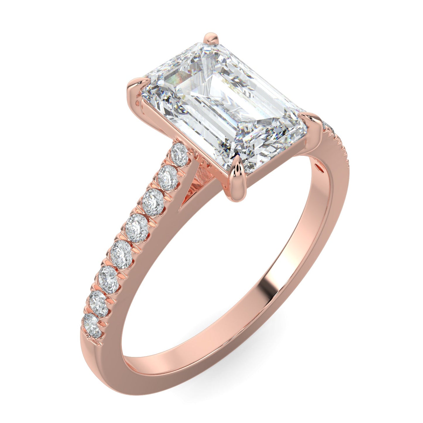 Kennedy-1.30 Carats Emerald Moissanite Pave Setting Engagement Ring