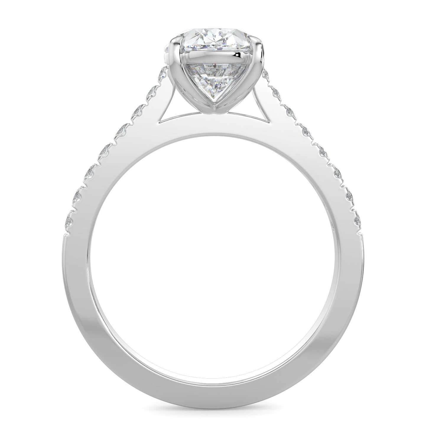 Kaylee-1.70 Carats Oval Moissanite Pave Setting Engagement Ring