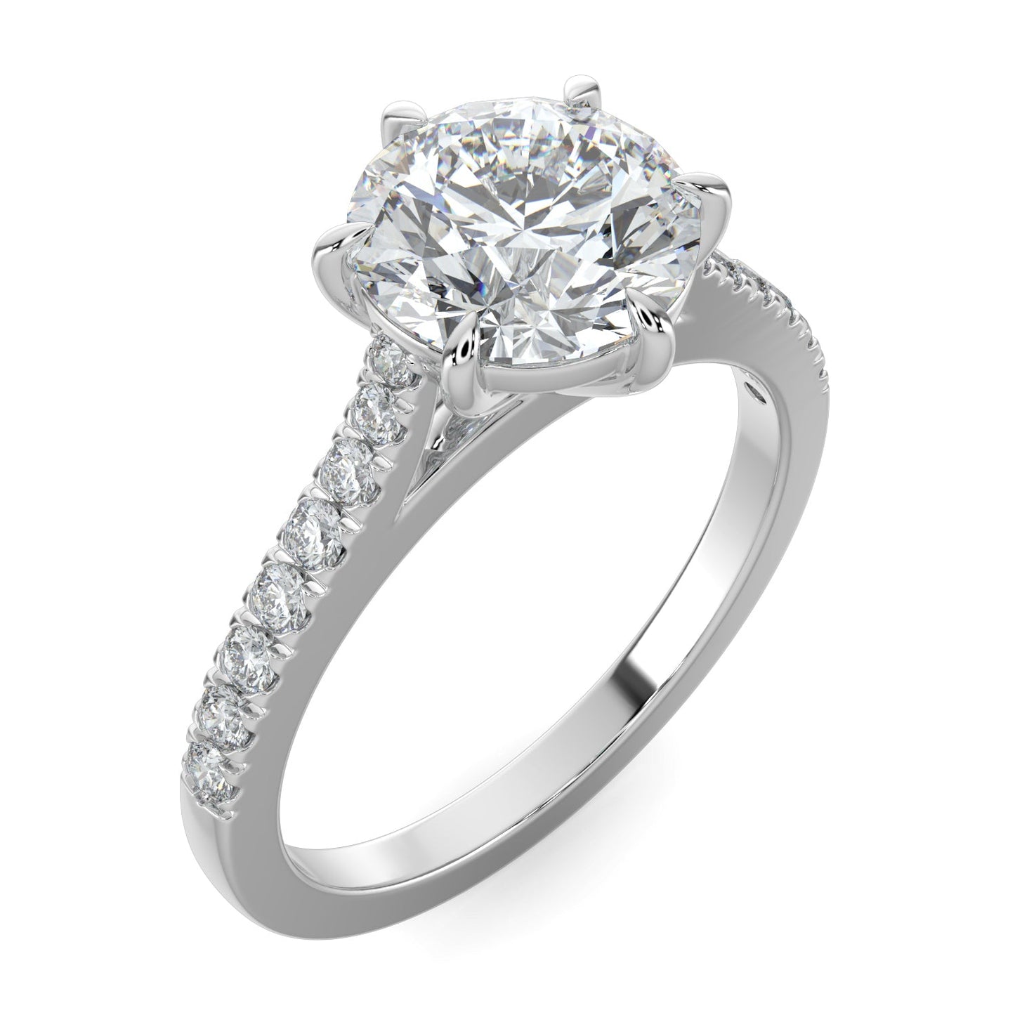 Skylar-1.0 Carats Round Moissanite Pave Setting Engagement Ring
