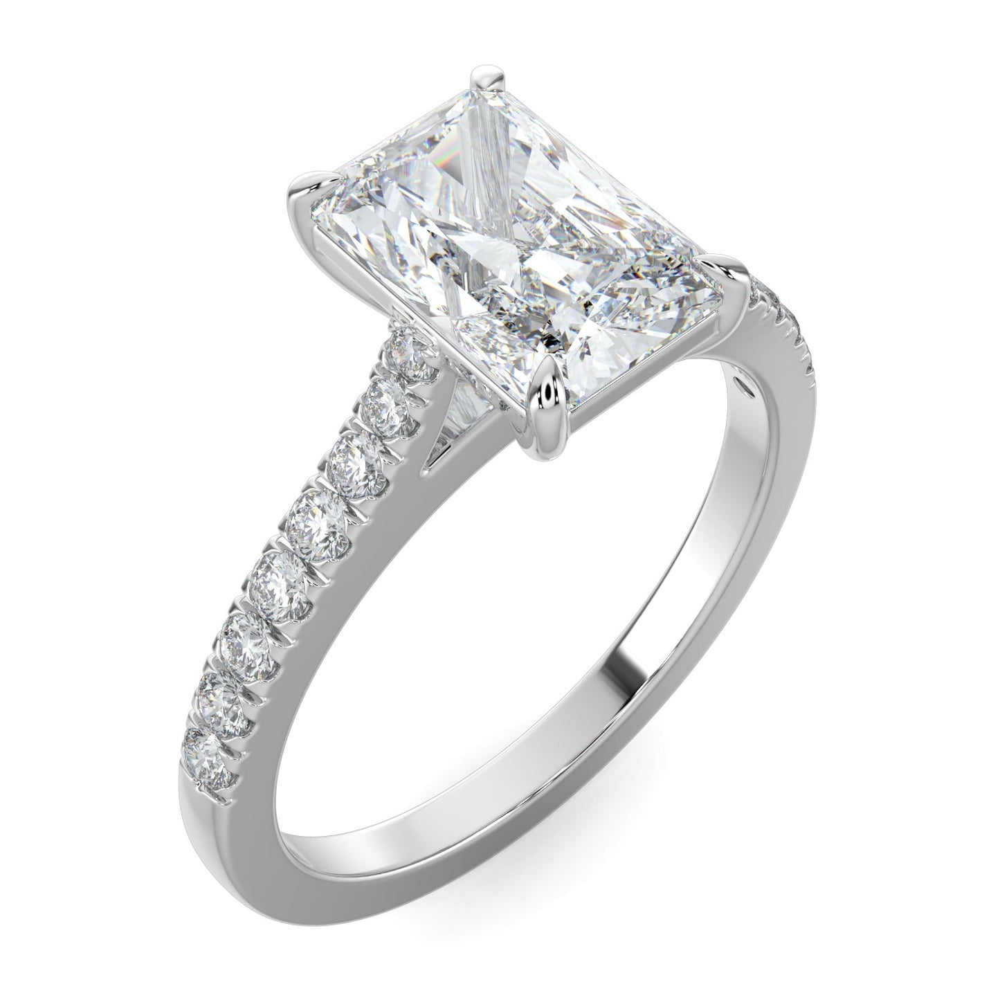 Sophie-1.20 Carats Radiant Moissanite Pave Setting Engagement Ring