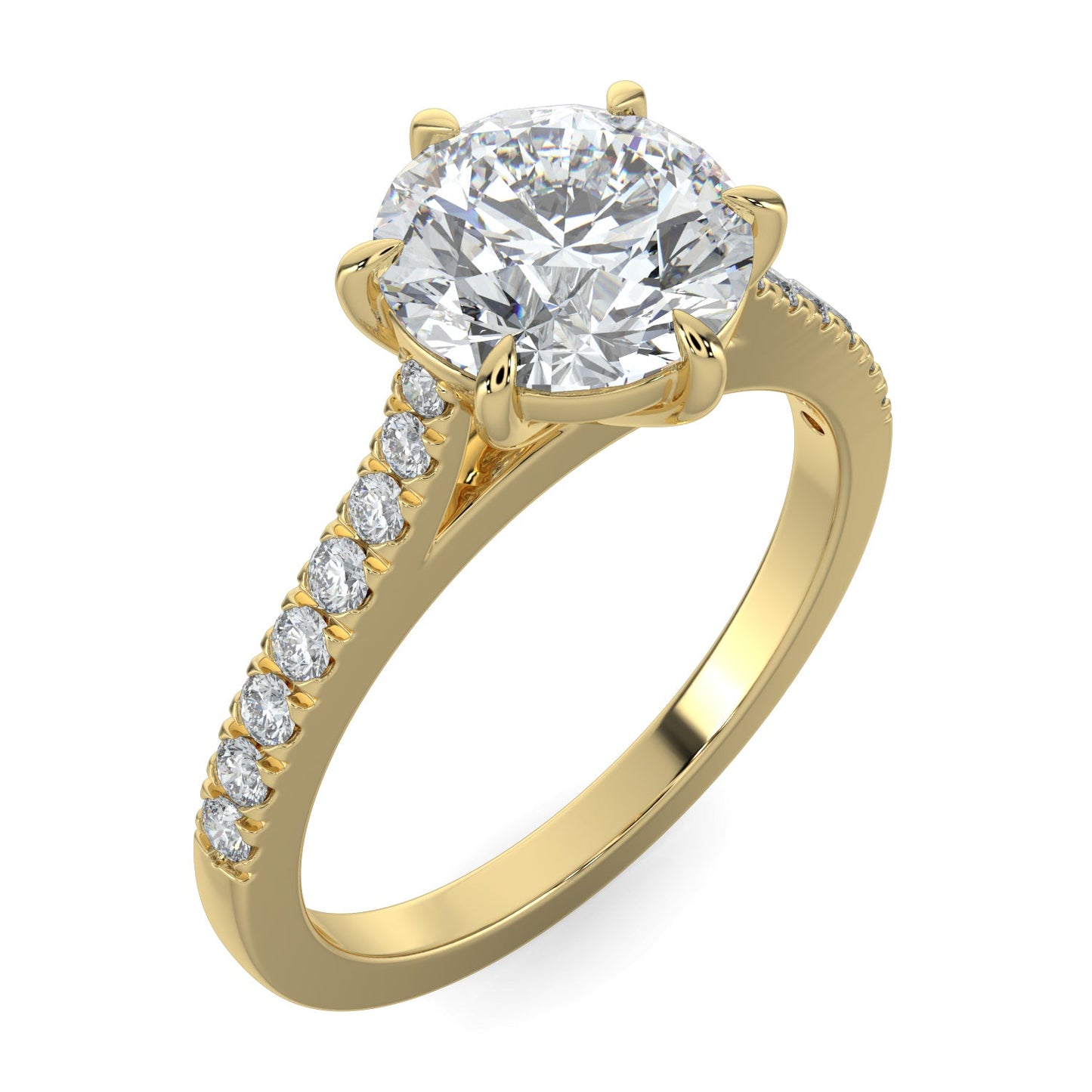 Skylar-1.0 Carats Round Moissanite Pave Setting Engagement Ring