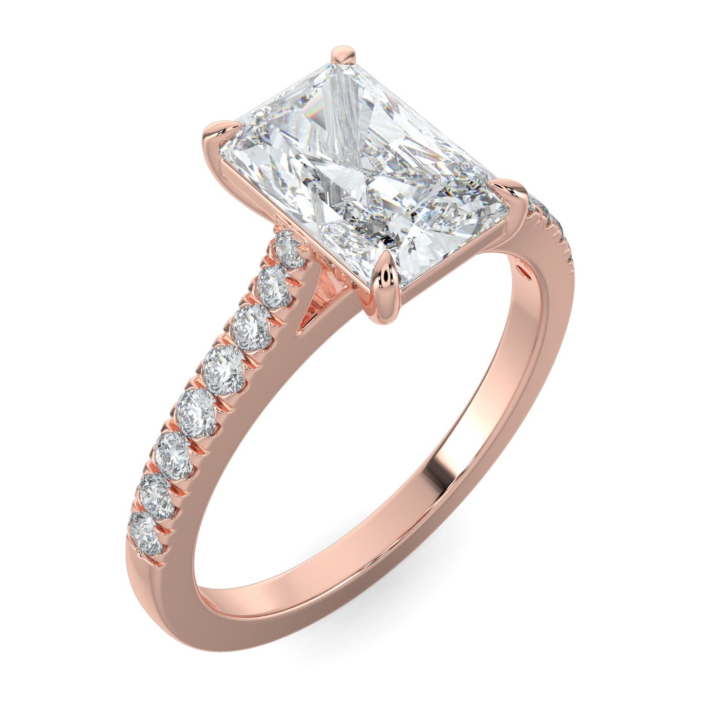 Sophie-1.20 Carats Radiant Moissanite Pave Setting Engagement Ring