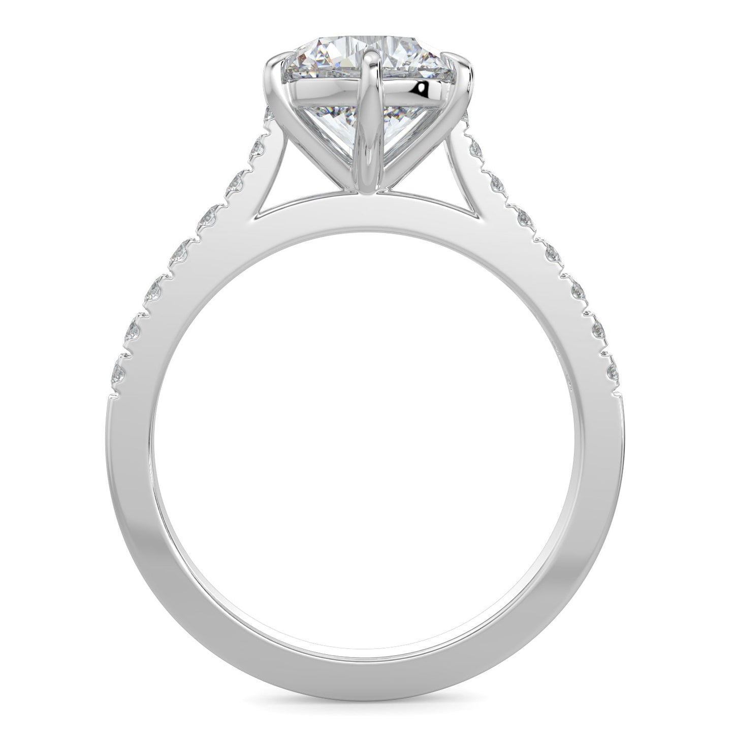 Skylar-1.0 Carats Round Moissanite Pave Setting Engagement Ring