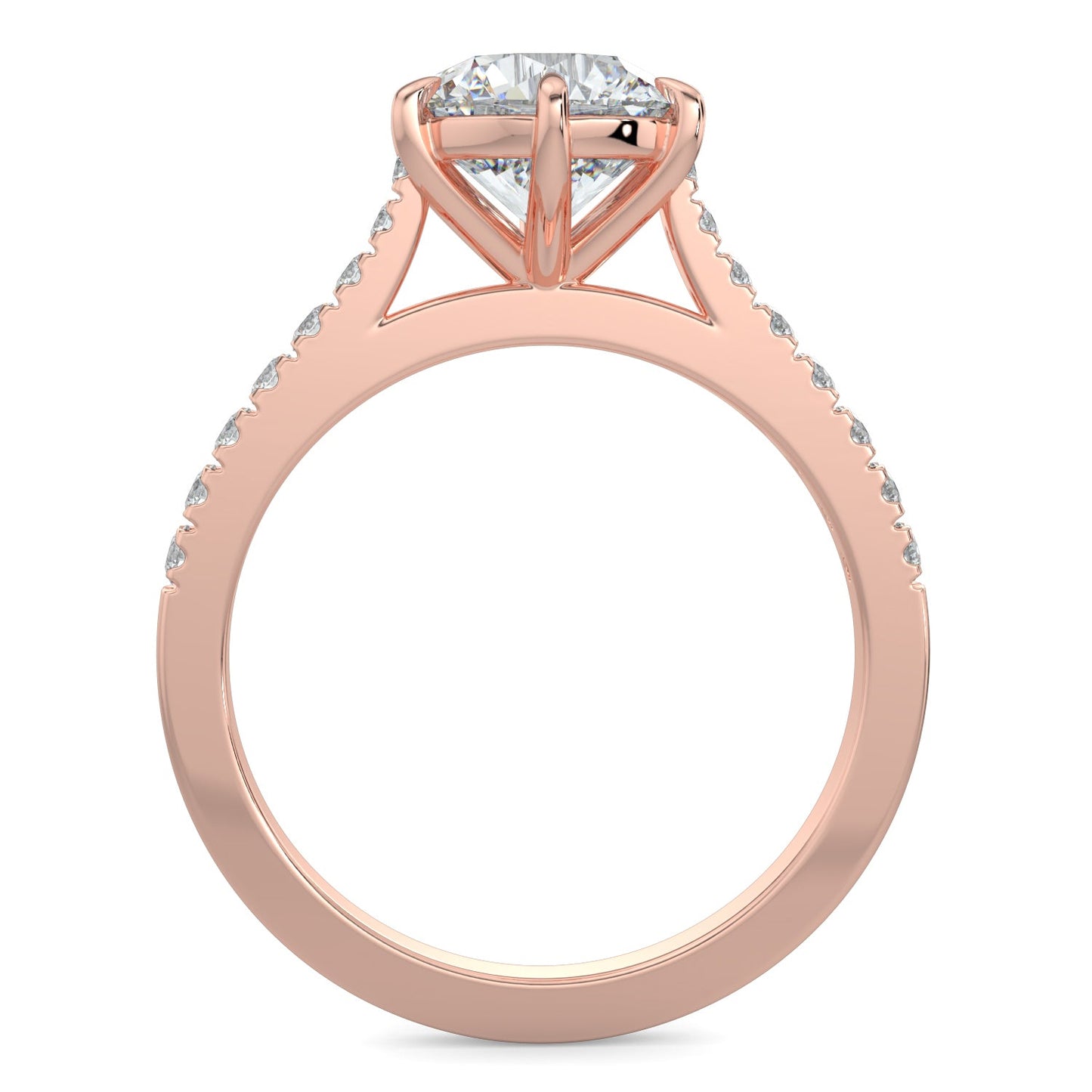 Skylar-1.0 Carats Round Moissanite Pave Setting Engagement Ring