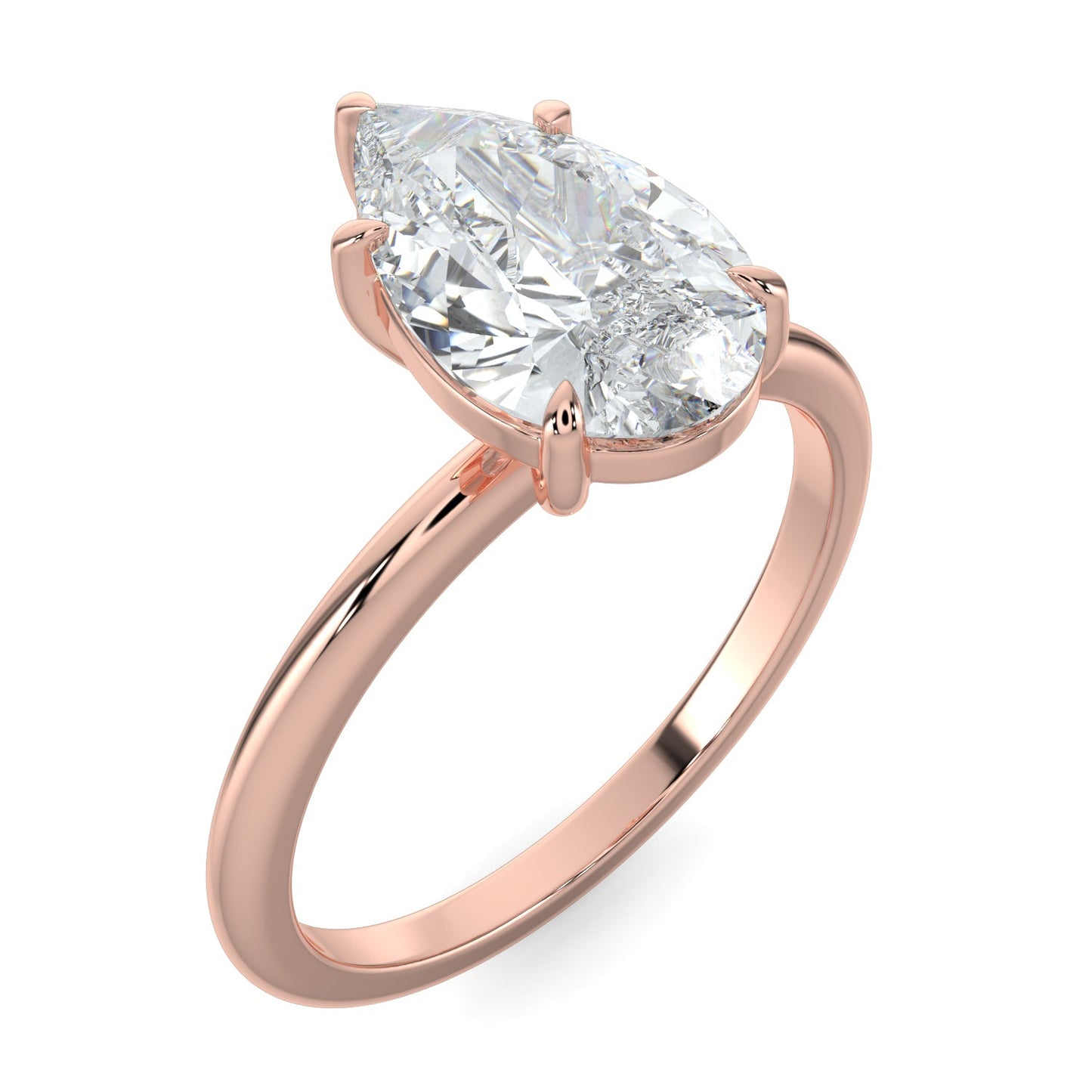 Violet-1.0 Carats Pear Moissanite Solitaire Engagement Ring
