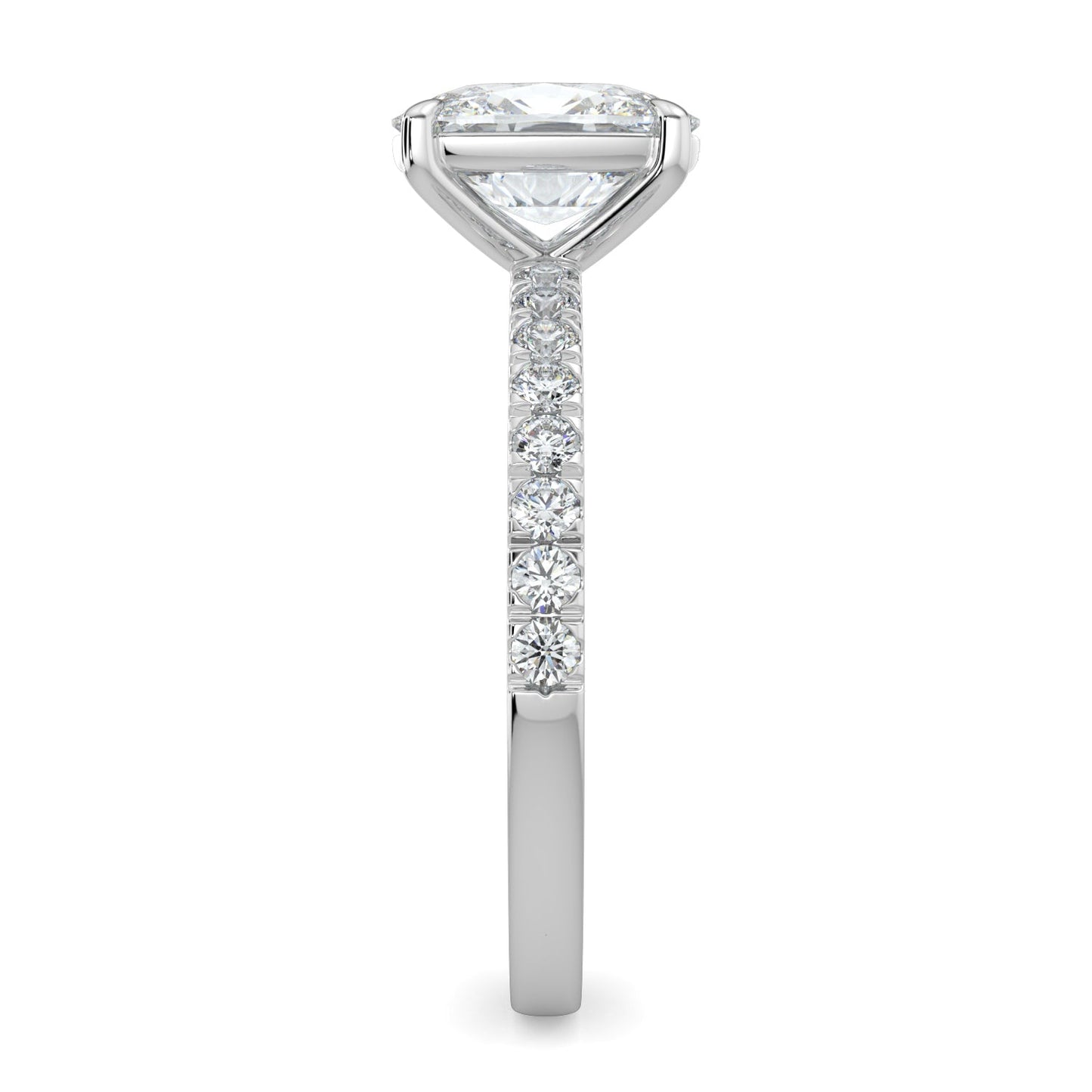Mia-1.50 Carats Cushion Moissanite Pave Setting Engagement Ring
