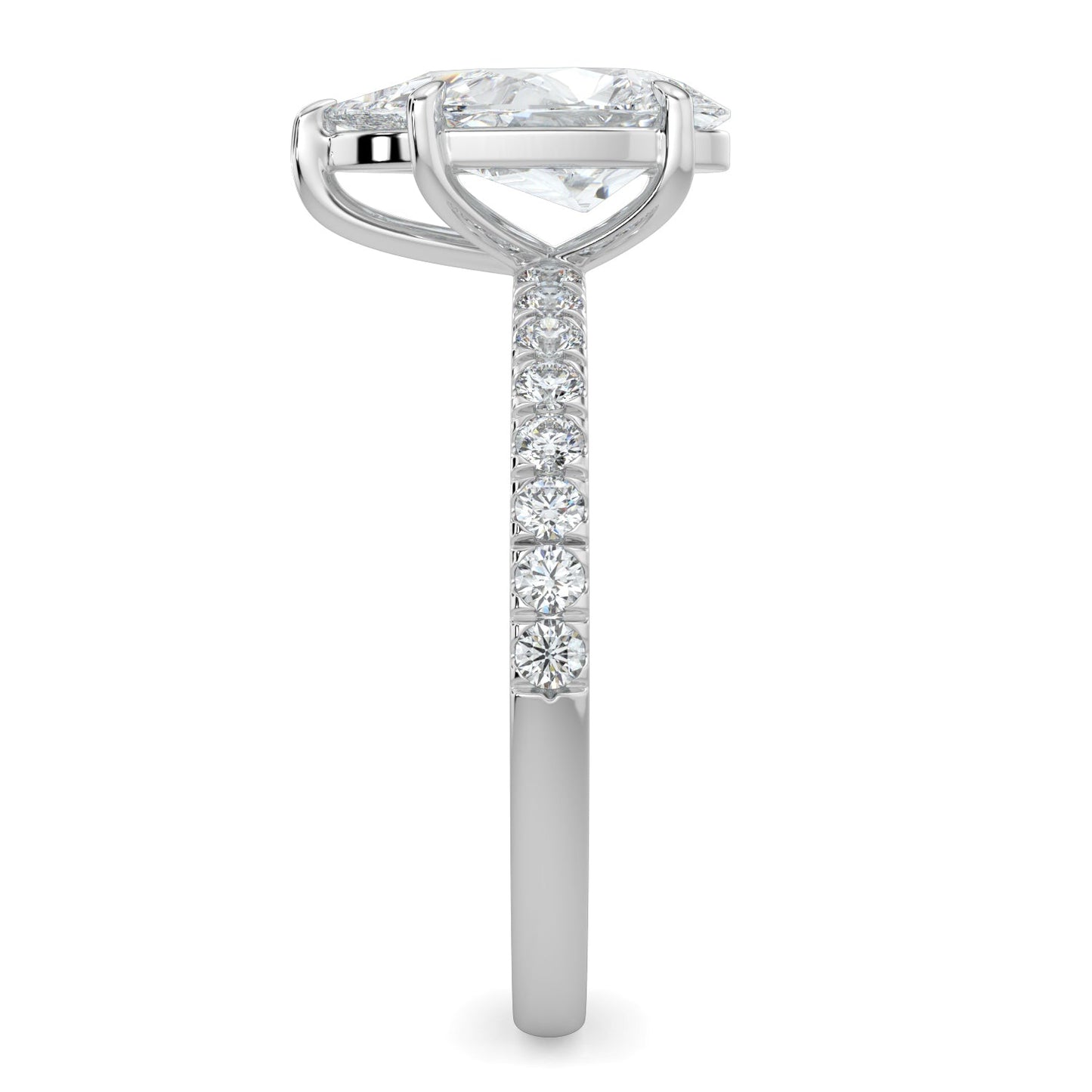 Lucy-1.0 Carats Pear Moissanite Pave Setting Engagement Ring