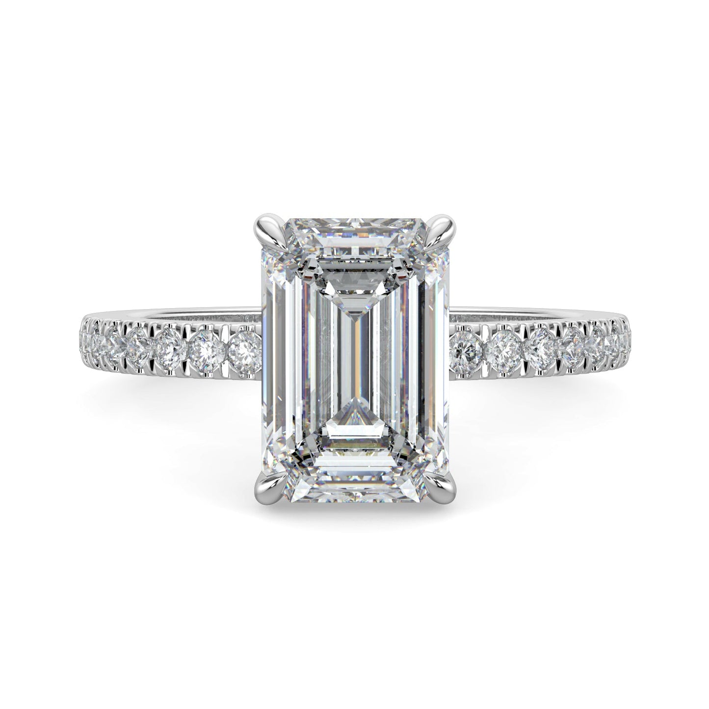 Sadie-1.0 Carats Emerald Moissanite Pave Setting Engagement Ring