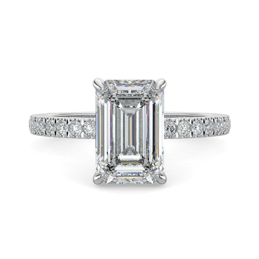 Sadie-1.0 Carats Emerald Moissanite Pave Setting Engagement Ring