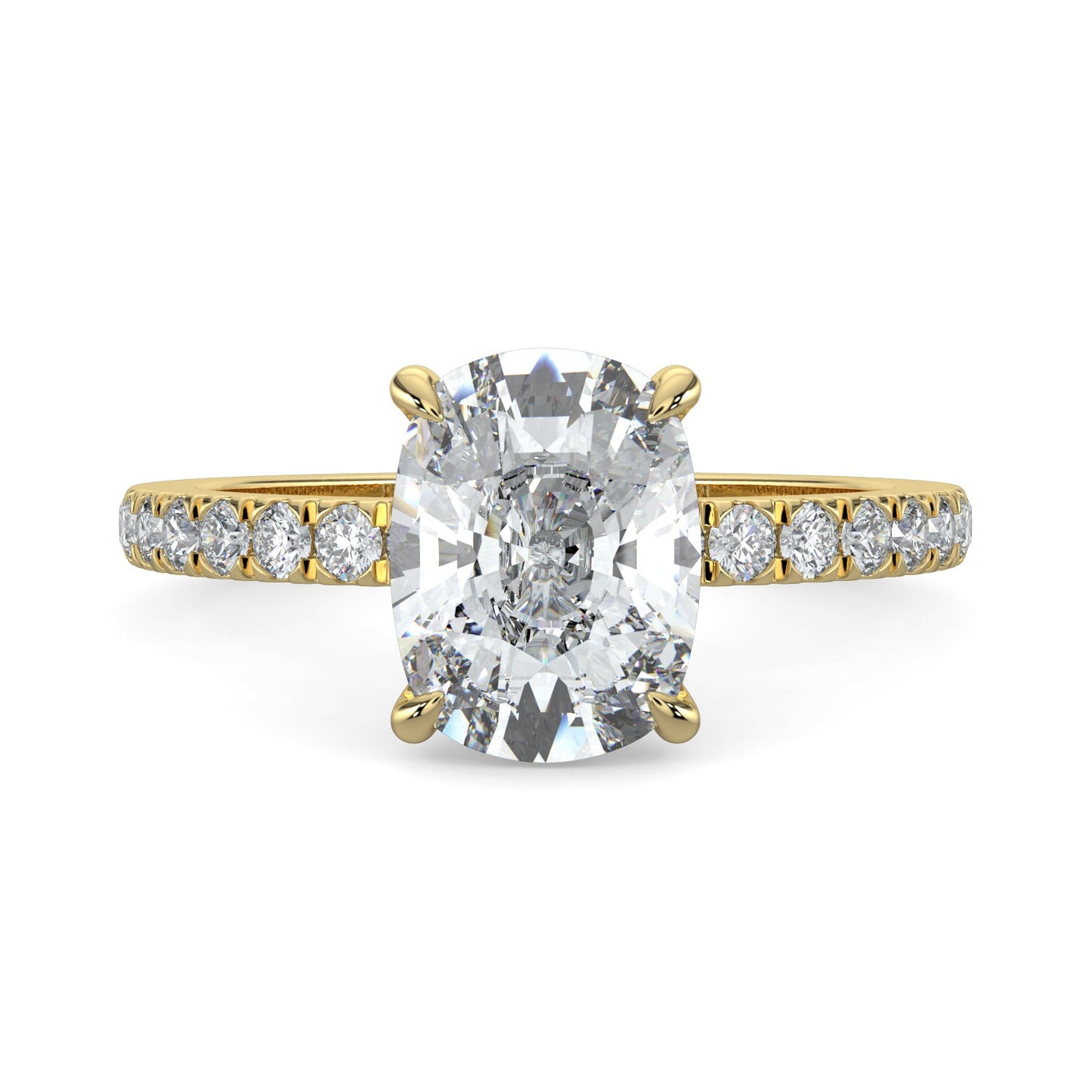 Mia-1.50 Carats Cushion Moissanite Pave Setting Engagement Ring