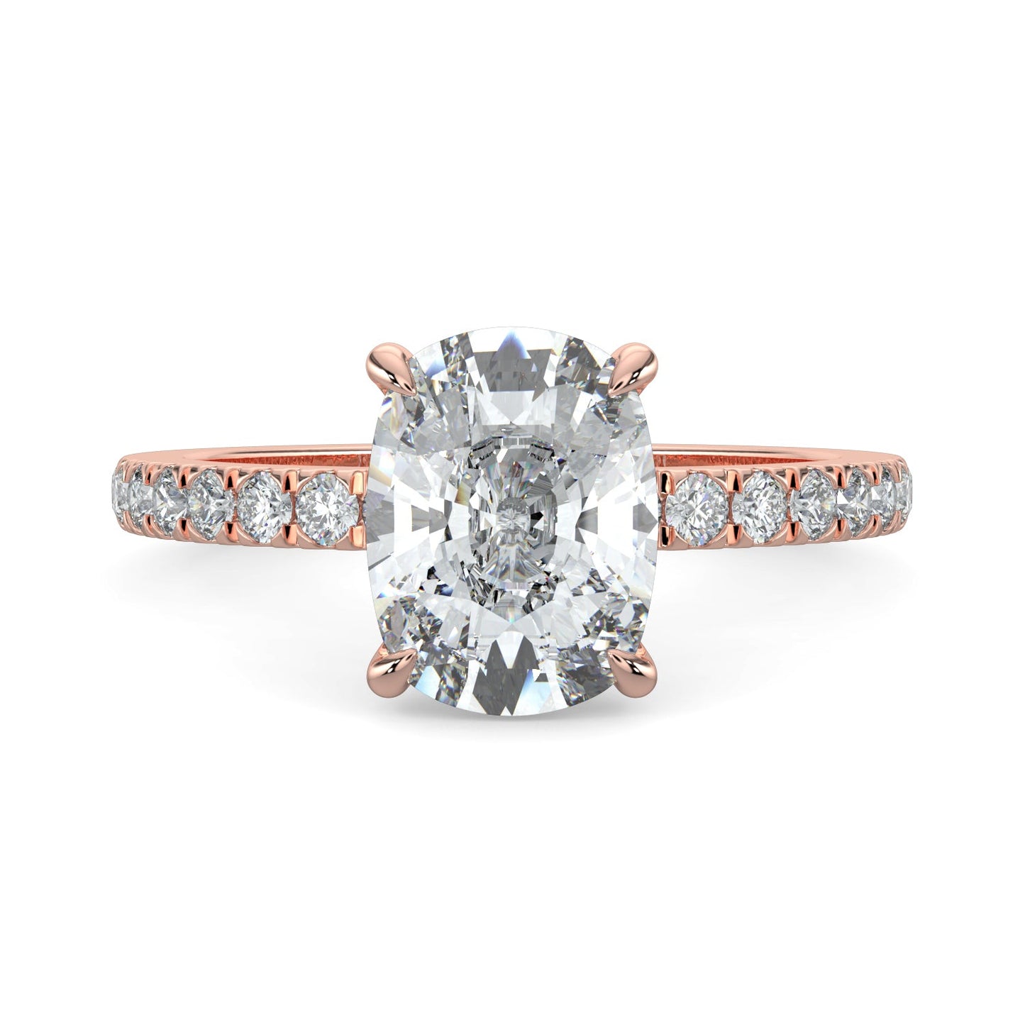 Mia-1.50 Carats Cushion Moissanite Pave Setting Engagement Ring