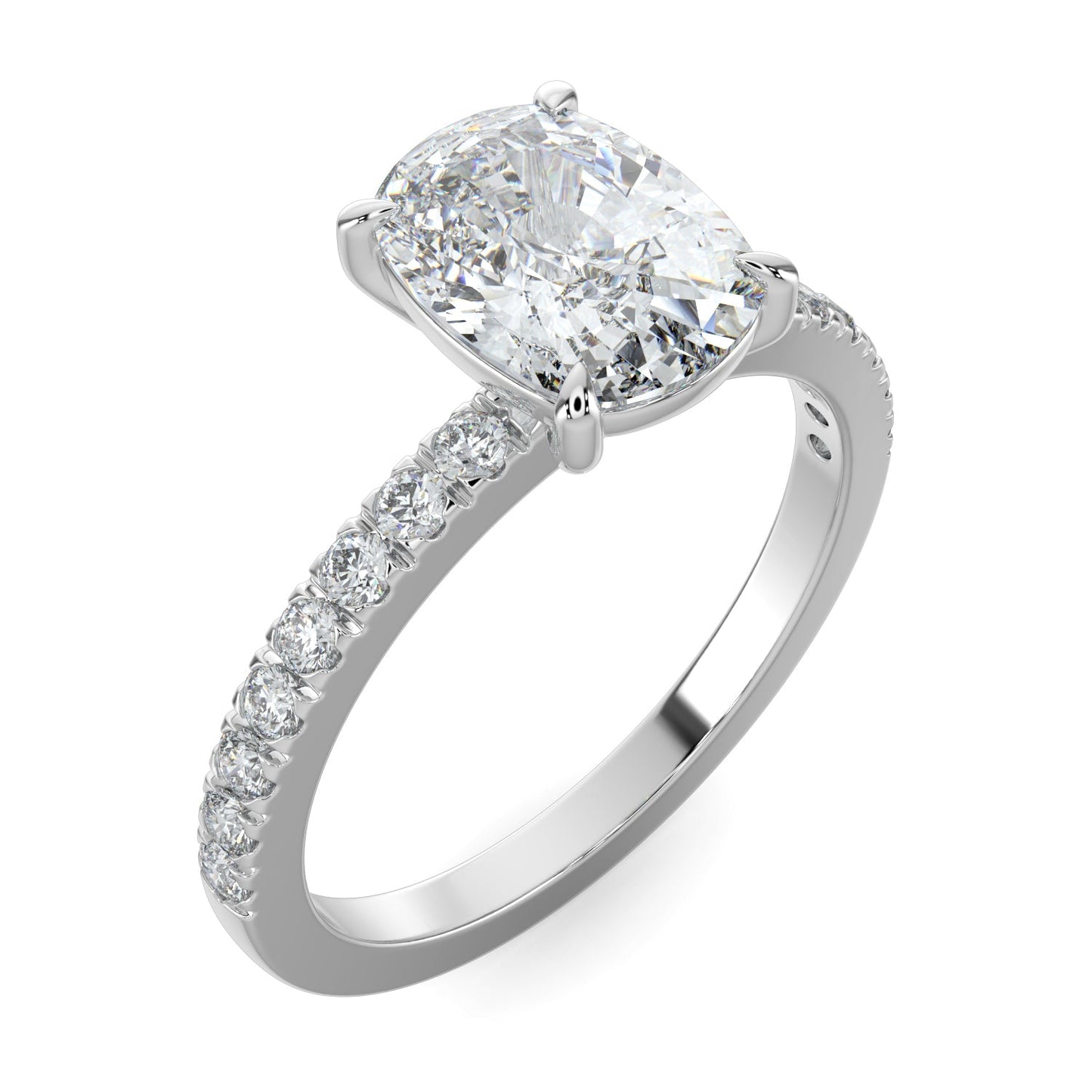 Mia-1.50 Carats Cushion Moissanite Pave Setting Engagement Ring