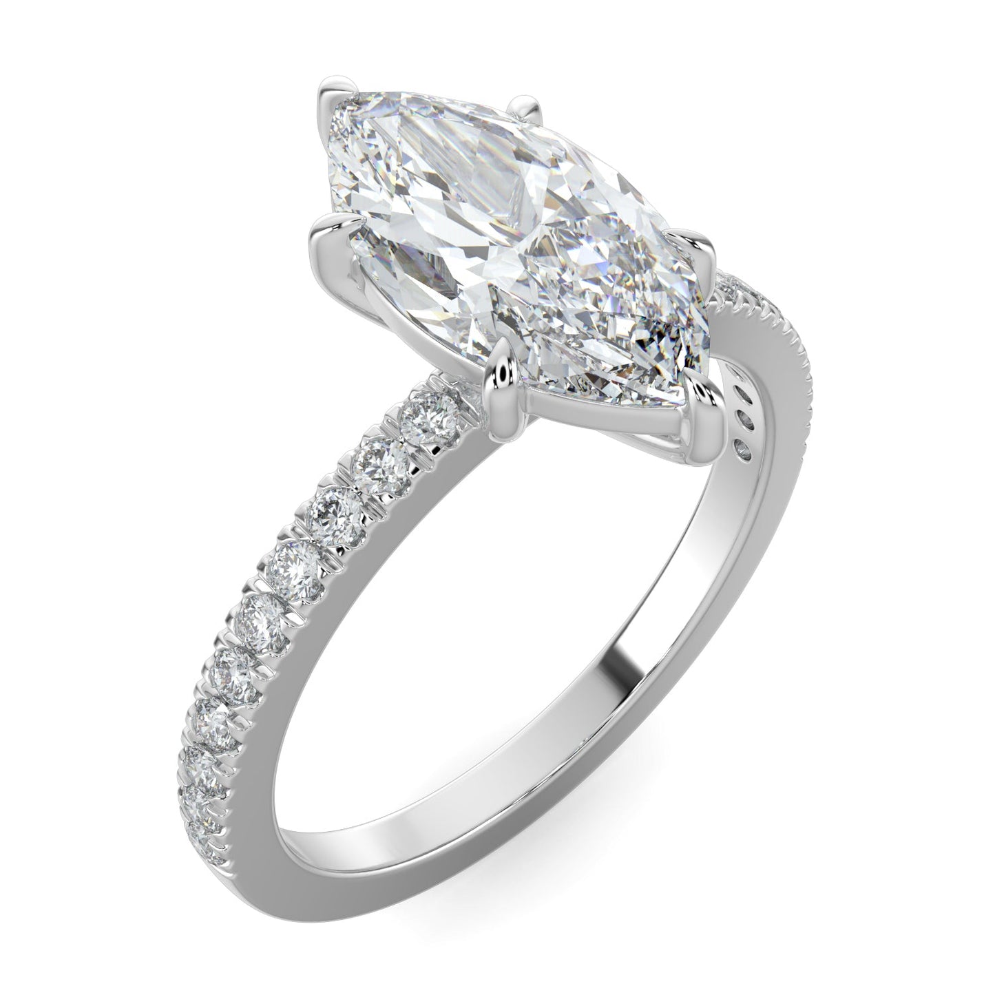 Sydney-1.20 Carats Marquise Moissanite Pave Setting Engagement Ring